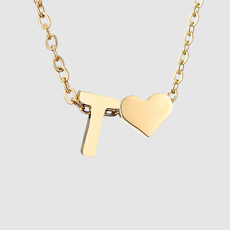 Wholesale Heart Letter Pendant Gold Plated Necklaces